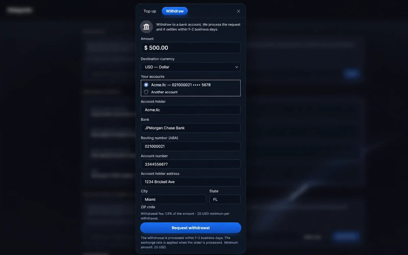Webapp D-OneCash: Retirar